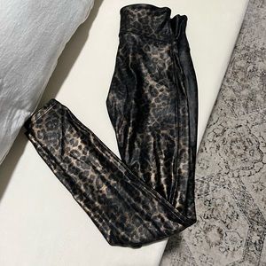 Spanx faux leather leggings - leopard size small petite